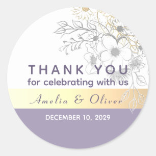 Adesivo Agradecimento de Casamento Floral Vintage