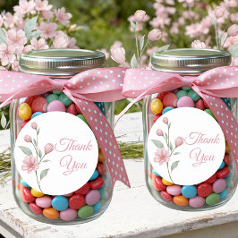 Adesivo Agradecimento de Casamento Floral Watercolor Pink