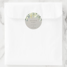 Adesivo Agradecimento de Casamento Greige Snowberry+Eucali