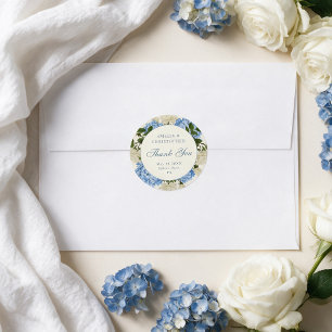 Adesivo Agradecimento de Casamento Hortênsia Azul Rosa Bra