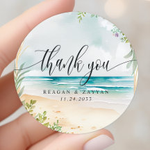 Agradecimento de Casamento na Praia em Aquarela