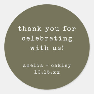 Adesivo Agradecimento de Casamento Personalizado Retro Oli