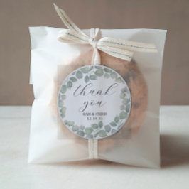 Adesivo Agradecimento de casamento verde eucalipto rústico