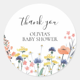 Adesivo Agradecimento de chá de bebê floral aquarela de fl