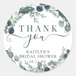 Adesivo Agradecimento de Chá de Noiva com Eucalipto em Aqu