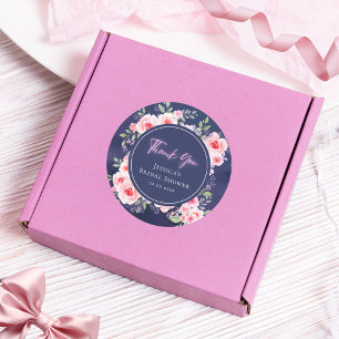 Adesivo Agradecimento de Chá de Noiva Floral Neon Rosa e R