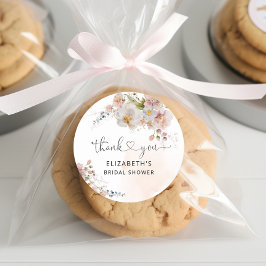 Adesivo Agradecimento de Chá de Noiva Floral Rosa Corado