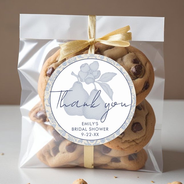 Adesivo Agradecimento de Chuveirinho de Noiva Dusty Blue P (Thank You Favor Sticker)