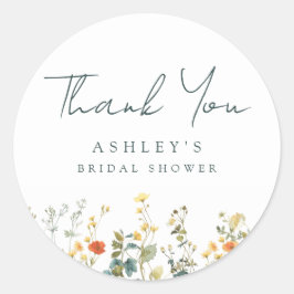 Adesivo Agradecimento de Chuveiro de Noiva Elegante Flor S