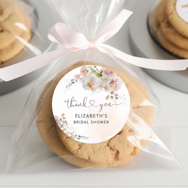 Adesivo Agradecimento de Chuveiro de Noiva Floral Rosa Cor (Criador carregado)