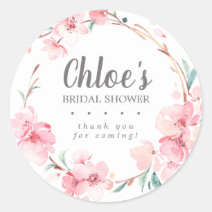Adesivo Agradecimento de Chuveiro de Noiva Floral Rosa Rús
