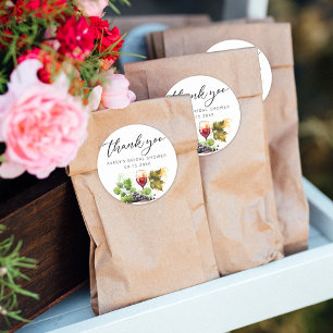 Adesivo Agradecimento de degustação de vinho em aquarela e