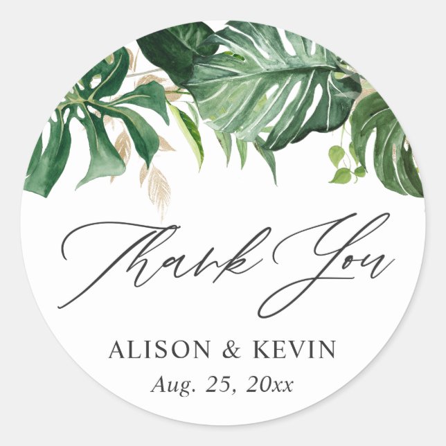 Adesivo Agradecimento de Folhas de Palmeira Tropical em Aq (Frente)