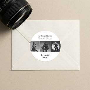 Adesivo Agradecimento de Fotografia Preto e Branco Moderno