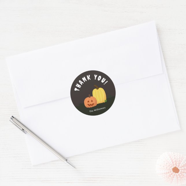 Adesivo Agradecimento de Halloween da Abóbora Fofa (Envelope)