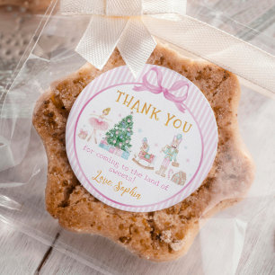 Adesivo Agradecimento de Natal Aniversário Laço Rosa do Qu