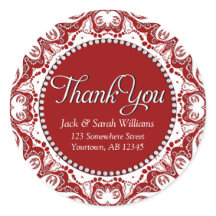 Agradecimento de Renda Fractal Vermelho e Branco