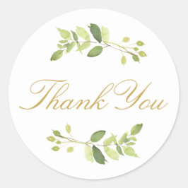 Adesivo Agradecimento de Verde Folhagem em Aquarela