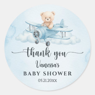 Adesivo Agradecimento do Chá de Bebê do Urso Teddy de Pilo