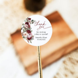 Adesivo Agradecimento do Chuveiro de Flores Rosa Bege Borg