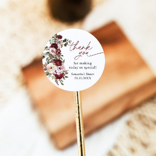 Adesivo Agradecimento do Chuveiro de Flores Rosa Bege Borg