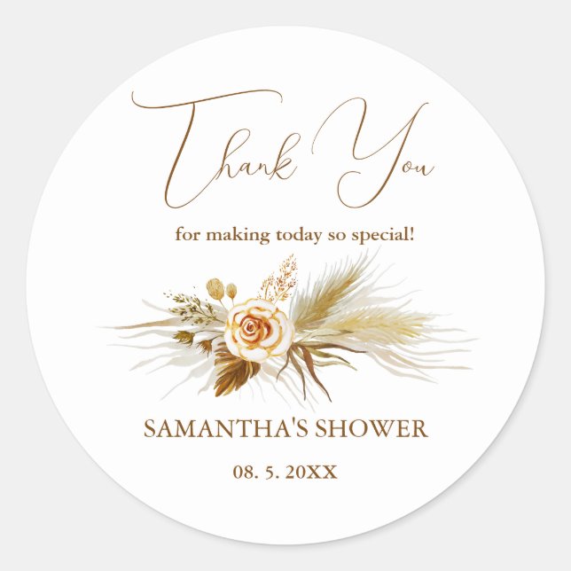 Adesivo Agradecimento elegante boho aquarela de grama das  (Frente)