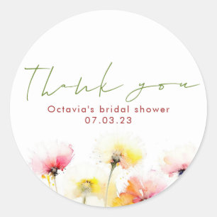 Adesivo Agradecimento Elegante Cute Flores Silvestres Aqua