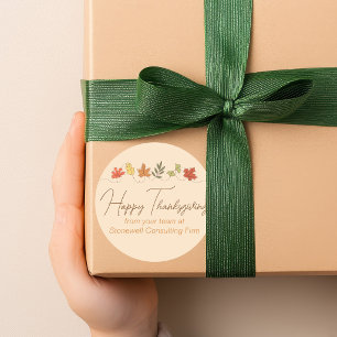 Adesivo Agradecimento Feliz Personalizado Folhas de Outono