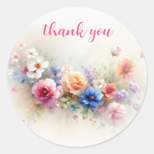 Adesivo Agradecimento Floral Aquarela Moderna Elegante Per