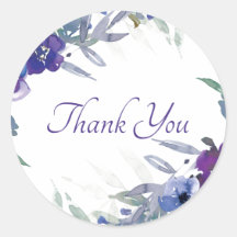 Agradecimento floral de aquarela roxa e azul class