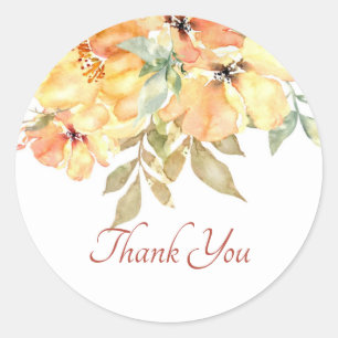 Adesivo Agradecimento floral em aquarela amarelo e laranja