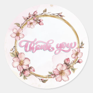Adesivo Agradecimento Floral Rosa Aquarela