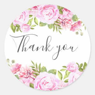 Adesivo Agradecimento Floral Verde Rosa Corado