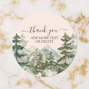 Adesivo Agradecimento Floresta e Montanha Aquarela Rústica