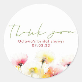 Adesivo Agradecimento Fofo Elegante Flores Silvestres Aqua