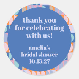 Adesivo Agradecimento Moderno Azul Roxo para Chá de Noiva 