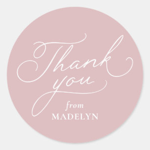 Adesivo Agradecimento simples de chá de bebê rosa e branco