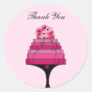 Adesivo Agradeço ao Bolo Rosa Elegante