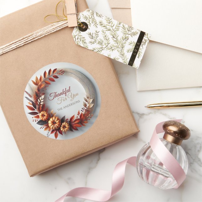 Adesivo Agradeço-lhe a moderna Wreath de Ação de Graças (Presentear)