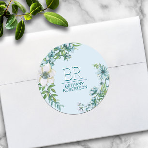 Adesivo Água azul bonita com floral personalizado