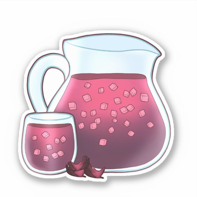 Adesivo Agua De Jamaica Agua Fresca (Frente)