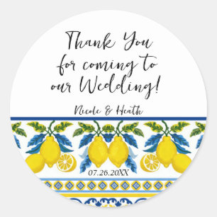 Adesivo Água-forte Amarela Azul Limão Casamento Mediterrân