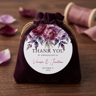 Adesivo Água-forte Floral de Casamento em Tons de Borgonha
