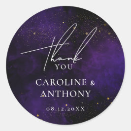 Adesivo Água-furtada Roxo Escuro Mágico Dourado Obrigada 