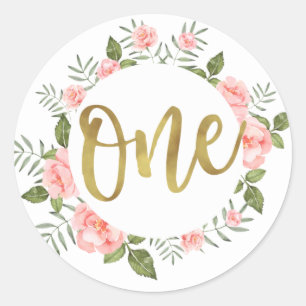 Adesivo Água - Primeiro Aniversário Dourado e Rosa