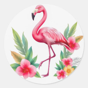 Adesivo Água Tropical Cor-de-rosa Flamingo Floral Havaiano