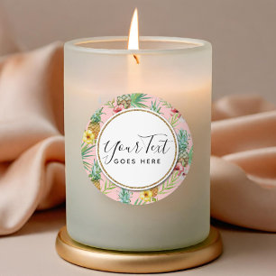 Adesivo Aguarela das flores do abacaxi & do hibiscus