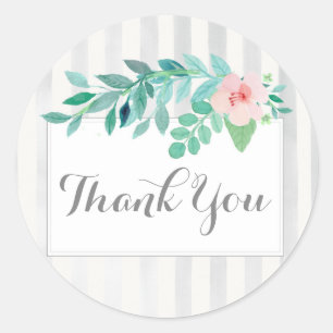 Adesivo Aguarela floral no obrigado listrado moderno você