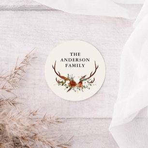 Adesivo aguarela veado floral terracota moderno elegante