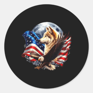 Adesivo Águia Careca Loba Bandeira Americana Lua Cheia Ano